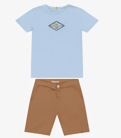 Conjunto Masculino Camiseta com Bermuda Trick Nick Azul