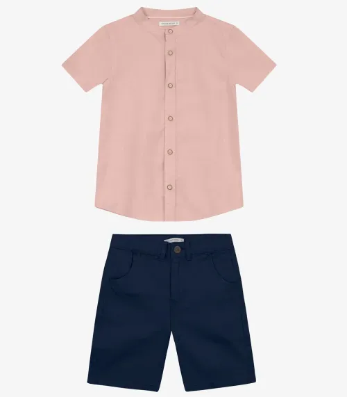 Conjunto Camisa com Bermuda Trick Nick Rosa