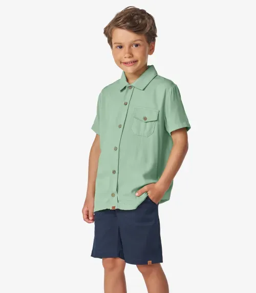 Bermuda Infantil em Sarja Cotton Trick Nick Azul