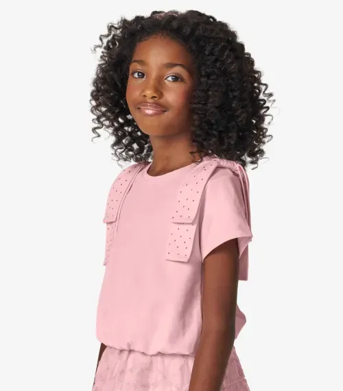 Conjunto Blusa com Saia em Cotton Leve Trick Nick Rosa