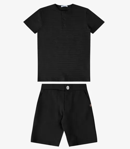 Conjunto Camiseta com Bermuda Trick Nick Preto