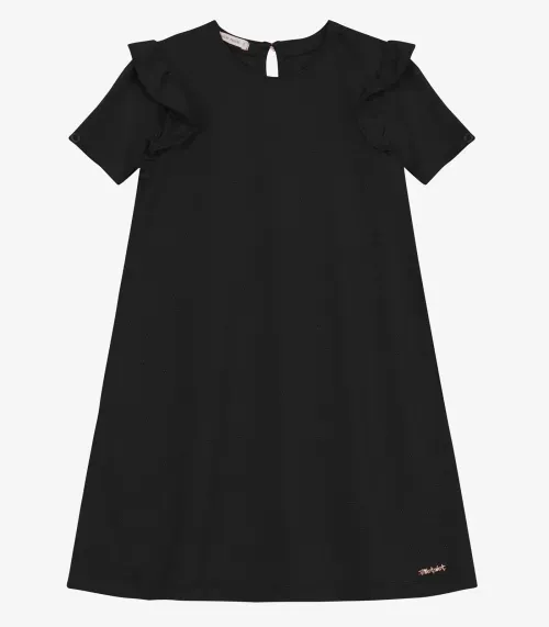 Vestido Infantil em Molecotton Lurex Trick Nick Preto