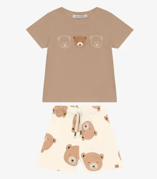 Conjunto Camiseta com Bermuda Masculina Trick Nick Marrom