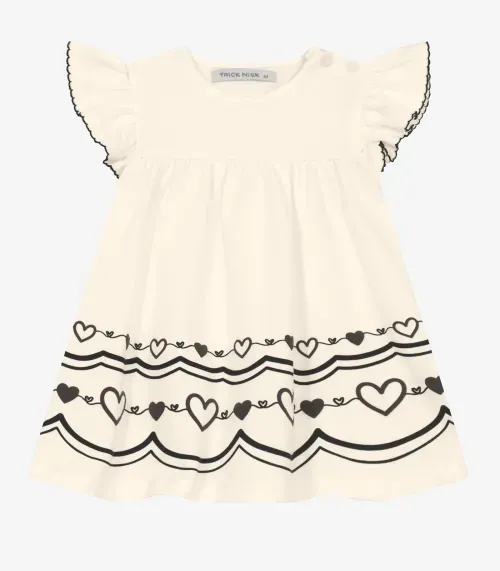 Vestido Infantil em Cotton Leve Trick Nick Off White