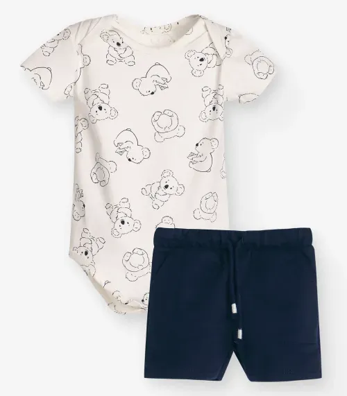 Conjunto Body com Bermuda Masculino Trick Nick Bege