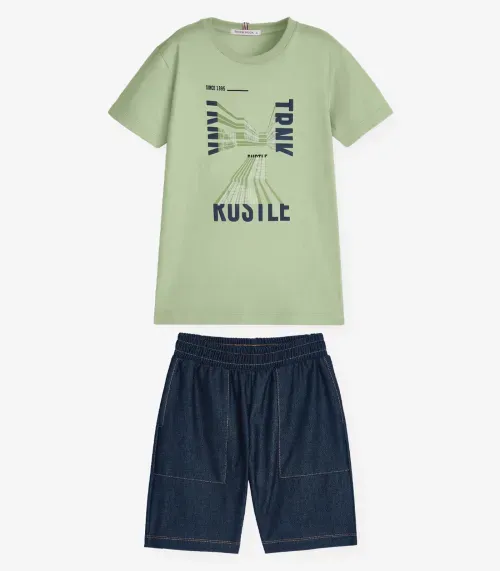 Conjunto Camiseta com Bermuda Masculino Trick Nick Verde