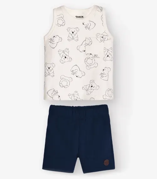 Conjunto Regata com Bermuda Masculino Trick Nick Bege