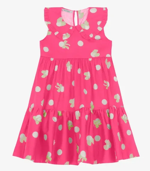 Vestido Infantil em Popeline Trick Nick Rosa