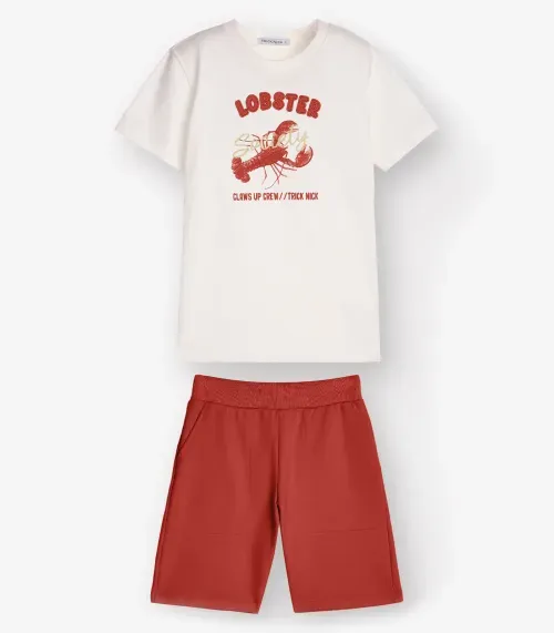 Conjunto Camiseta com Bermuda Masculino Trick Nick Bege