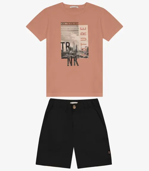 Conjunto Camiseta e Bermuda Trick Nick Chocolate