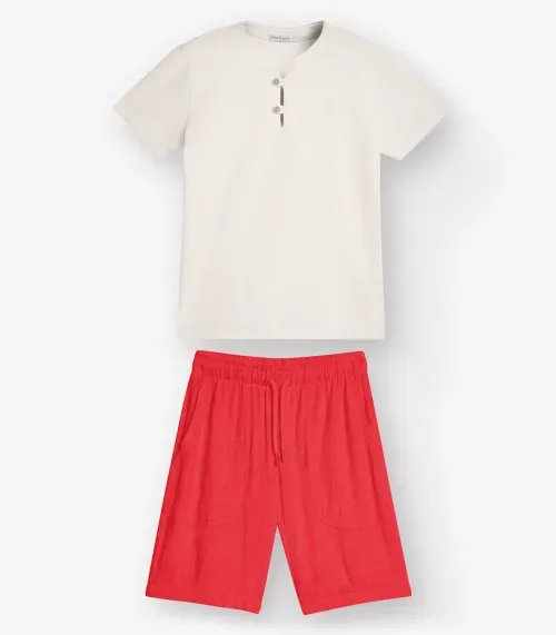 Conjunto Camiseta com Bermuda Masculino Trick Nick Bege