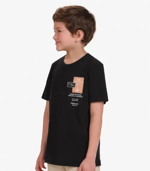 Camiseta Masculina em Meia Malha Trick Nick Preto