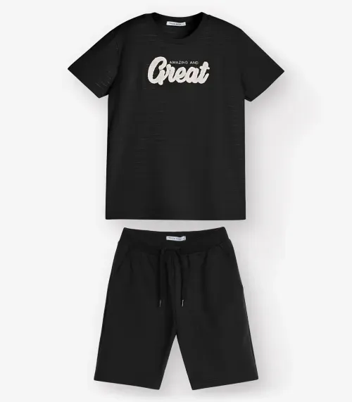 Conjunto Camiseta com Bermuda Masculino Trick Nick Preto