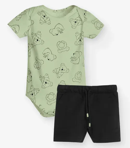 Conjunto Body com Bermuda Masculino Trick Nick Verde