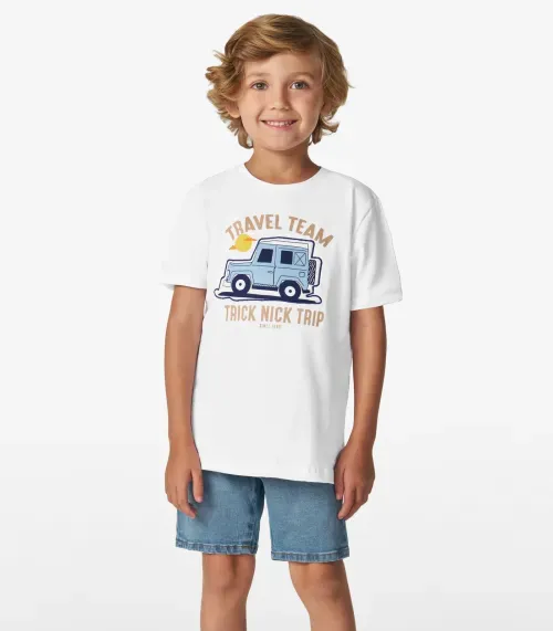 Conjunto Camiseta com Bermuda Trick Nick Branco