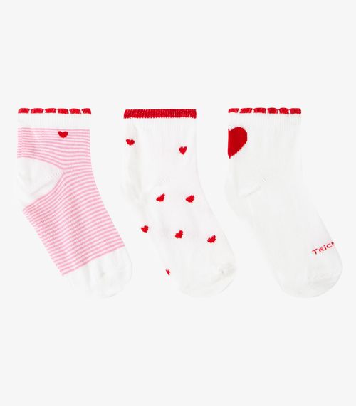 Kit 3 Pares De Meia Cano Curto Infantil Trick Nick Vermelho