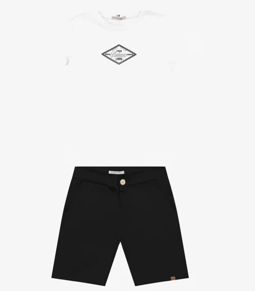 Conjunto Masculino Camiseta com Bermuda Trick Nick Branco