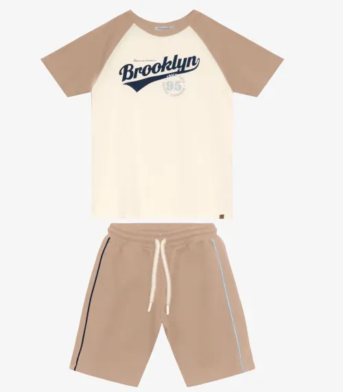 Conjunto Camiseta com Bermuda Menino Trick Nick Marrom