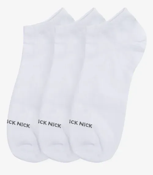 Kit 3 Pares De Meia Soquete Lisas Trick Nick Branco