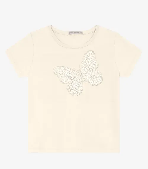 Blusa feminina em Cotton Leve Trick Nick Off White