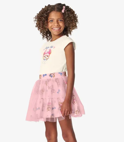 Conjunto Menina Blusa com Saia Trick Nick Off White