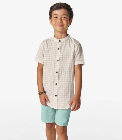 Conjunto Infantil Masculino Xadrez Trick Nick Bege