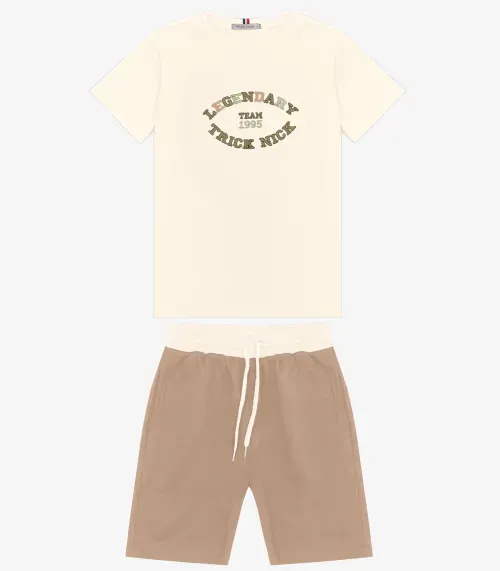 Conjunto Camiseta com Bermuda Trick Nick Off White