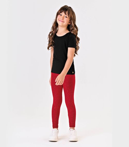 Legging Infantil Cotton Glitter Trick Nick Vermelho