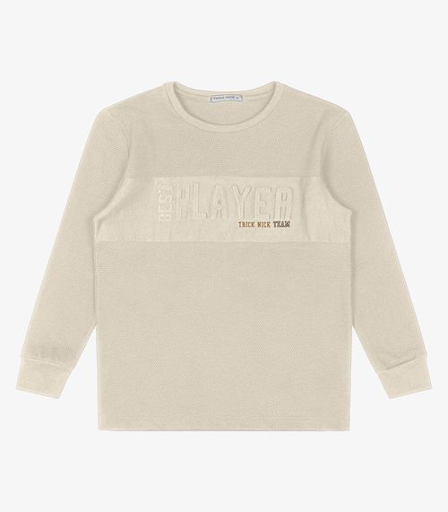 Camiseta Infantil Manga Longa Trick Nick Bege