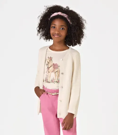 Cardigan Infantil Tricot Trick Nick Bege