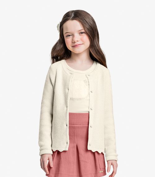 Cardigan Infantil Tricot Trick Nick Bege