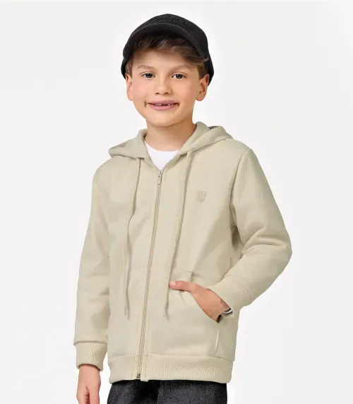 Jaqueta Infantil Com Capuz Trick Nick Bege
