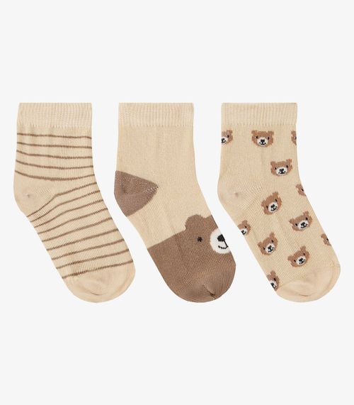 Kit 3 Pares De Meia Cano Curto Infantil Trick Nick Branco