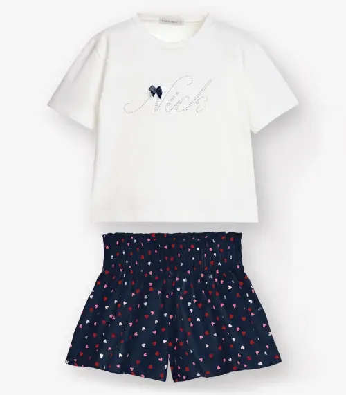 Conjunto Blusa com Shorts Menina Trick Nick Azul