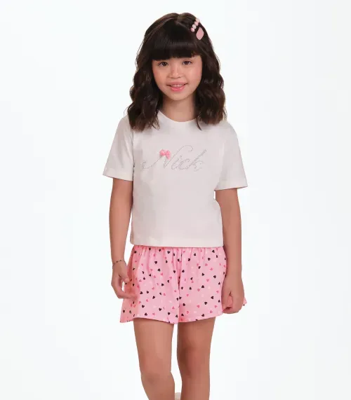 Conjunto Blusa com Shorts Menina Trick Nick Rosa