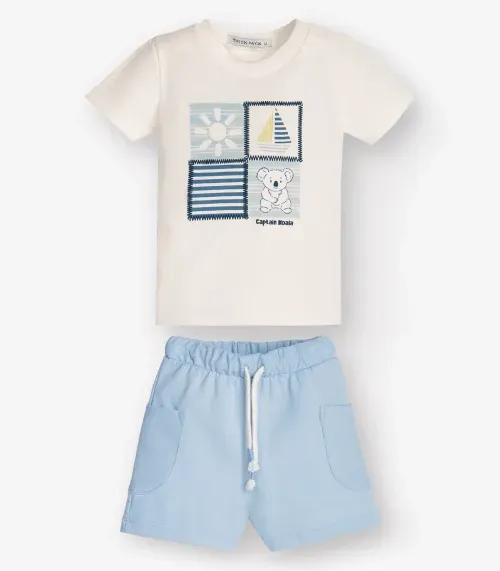 Conjunto Camiseta com Bermuda Masculino Trick Nick Bege