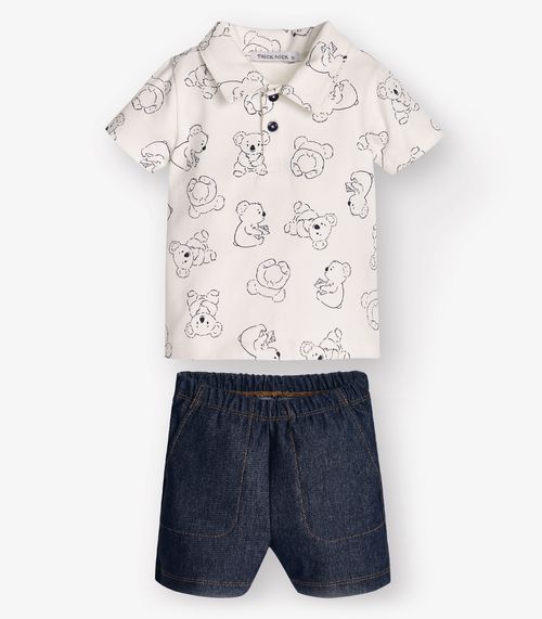 Conjunto Polo com Bermuda Masculino Trick Nick Bege