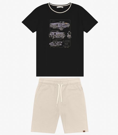 Conjunto Camiseta com Bermuda Trick Nick Preto