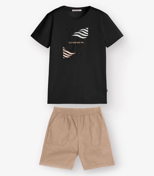 Conjunto Camiseta com Bermuda Menino Trick Nick Preto