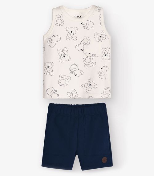 Conjunto Regata com Bermuda Menino Trick Nick Bege