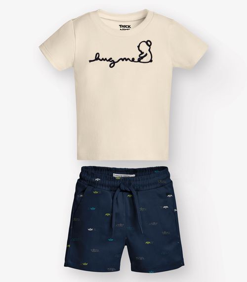 Conjunto Camiseta com Bermuda Menino Trick Nick Azul