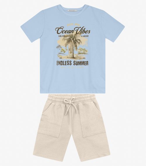 Conjunto Menino Camiseta com Bermuda Trick Nick Azul