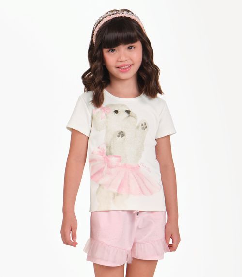 Blusa Ribana 2X1 Menina Trick Nick Bege