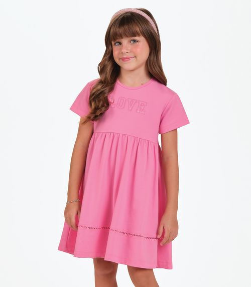Vestido Cotton Leve Menina Trick Nick Rosa