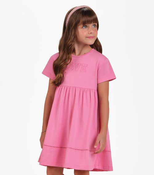 Vestido Cotton Leve Menina Trick Nick Rosa