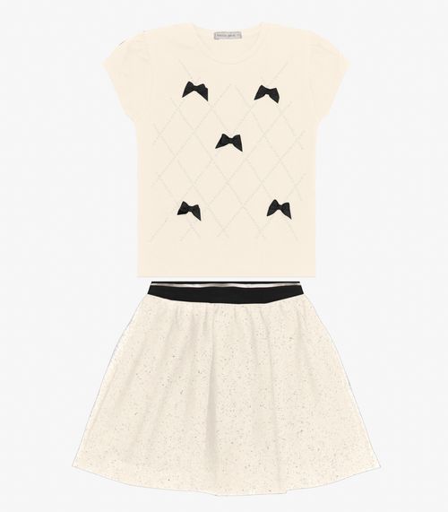 Conjunto Infantil Blusa com Saia Trick Nick Off White