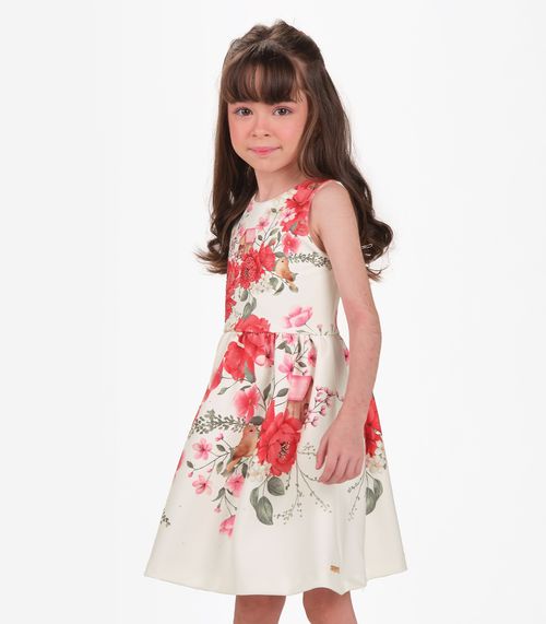Vestido Menina Trick Nick Bege