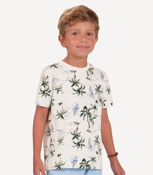 Conjunto Camiseta com Bermuda Menino Trick Nick Bege