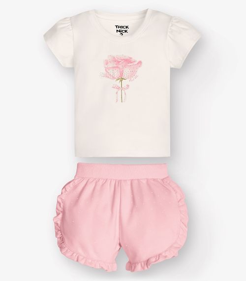 Conjunto Blusa com Shorts Feminino Trick Nick Bege