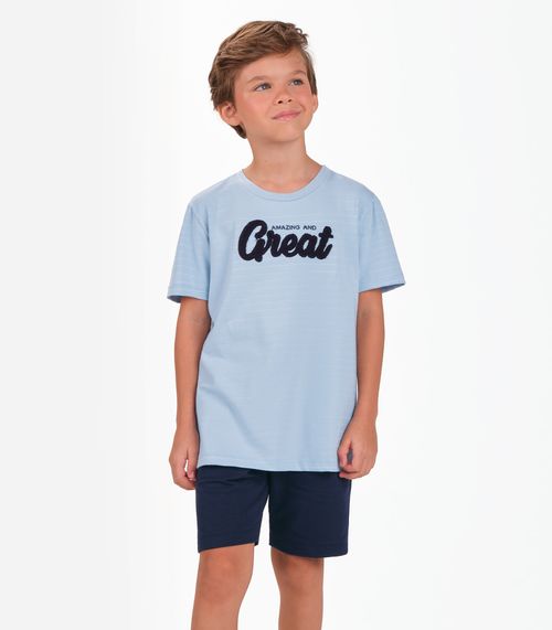 Conjunto Camiseta com Bermuda Menino Trick Nick Azul